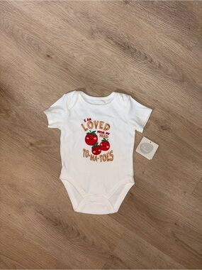 Little Me White Bodysuit with Tomato Graphic